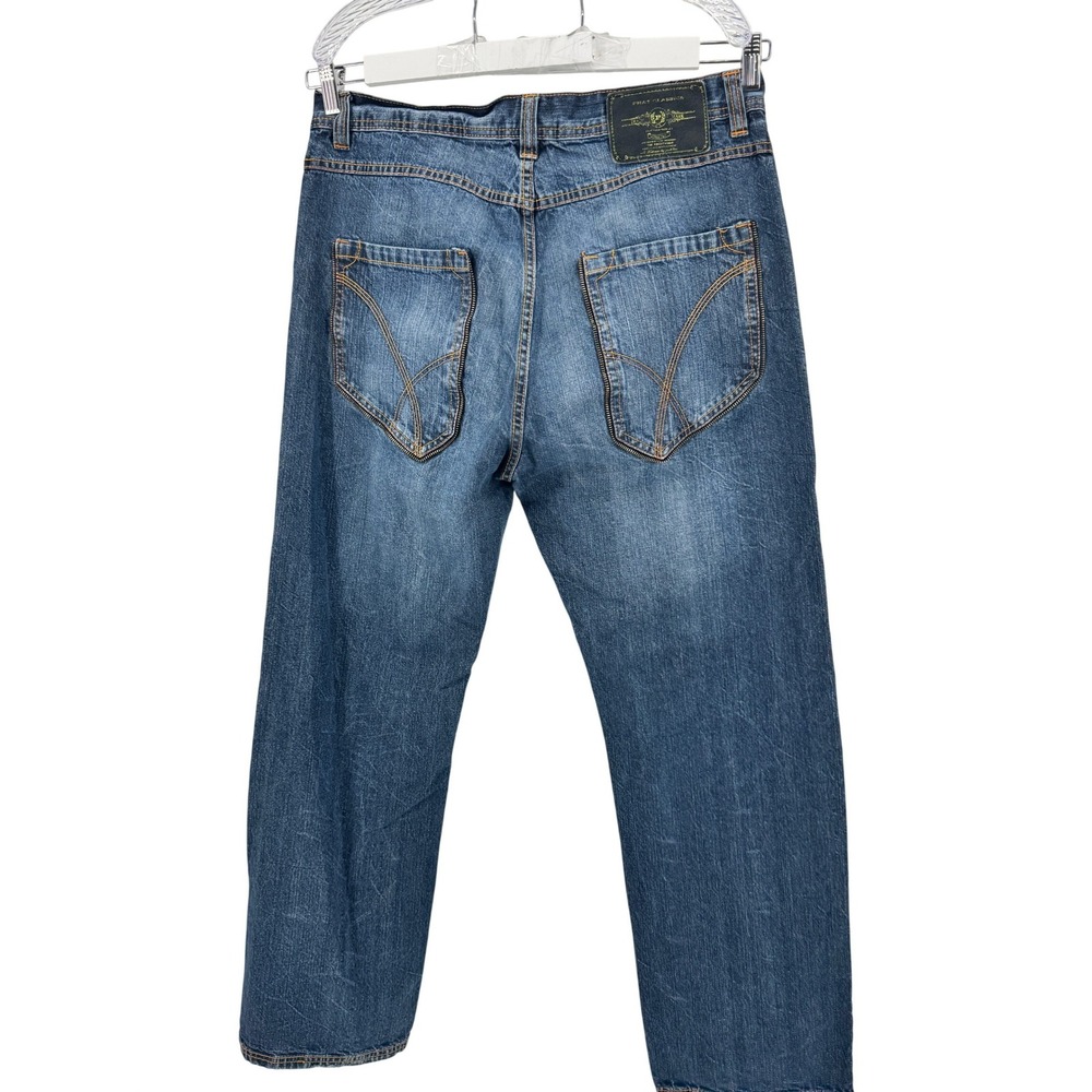 Vintage Phat Farm‎ Phat Jeans Mens 36x34 Blue Baggy Y2K Streetwear Zipper Pocket